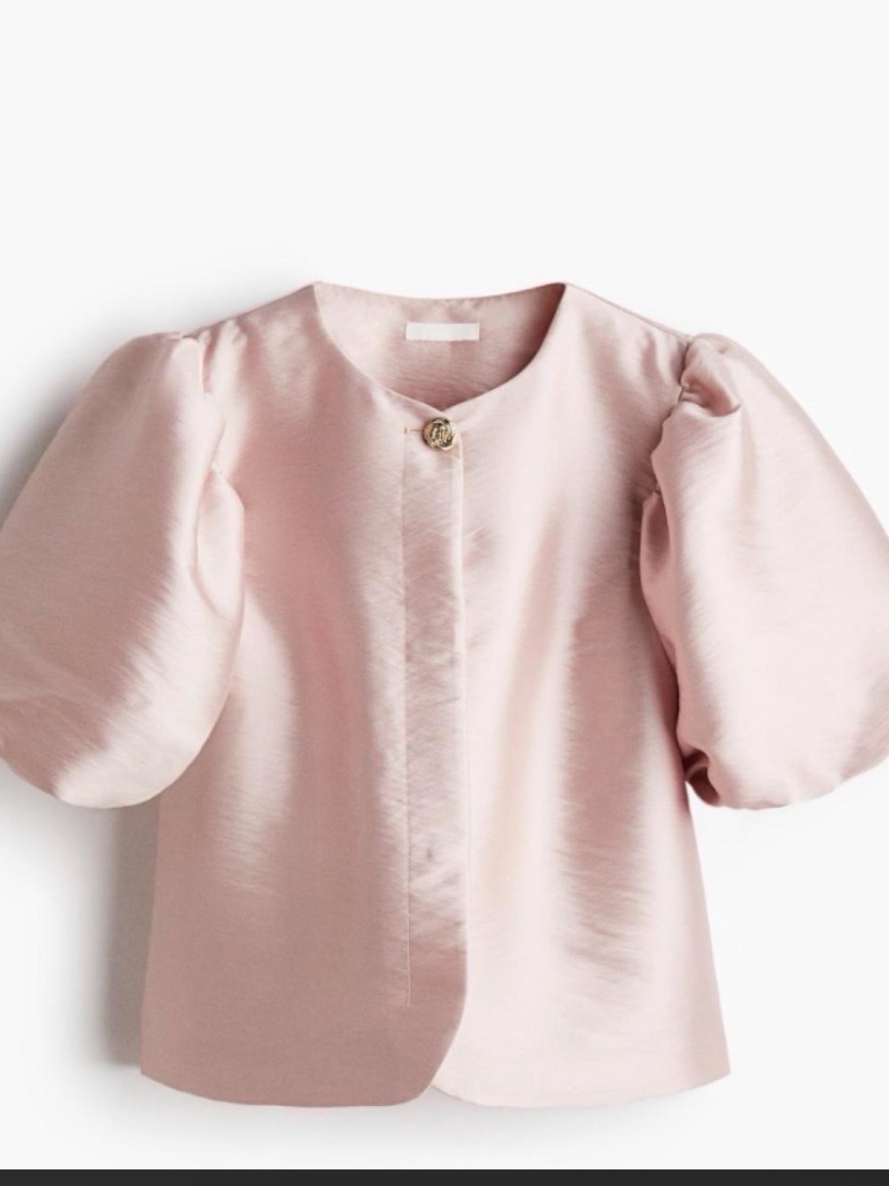 H&M' Puff Sleeve Satin Jacket - Light Pink